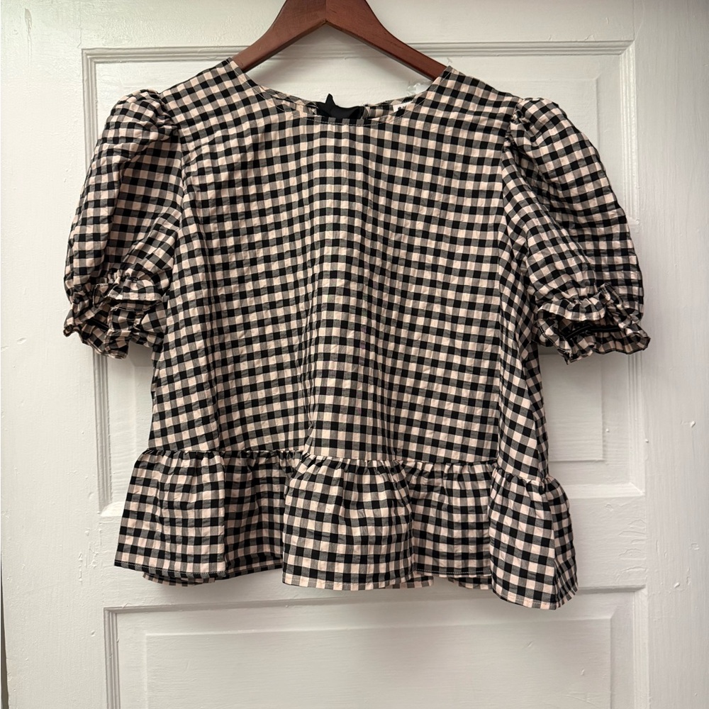 Checkered Black and Pink Women's Top